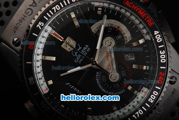 Tag Heuer Grand Carrera Calibre 36 Working Chronograph with Black Dial and Black Case - Click Image to Close